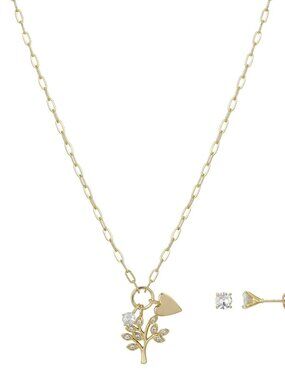 Believe by Brilliance Women's 14Kt Gold Flash-Plated Cubic Zirconia Family Tree
